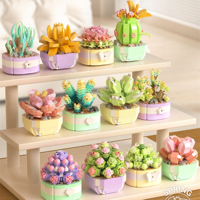 Bonsai Garden Lego - Blocos de construção de flores suculentas,